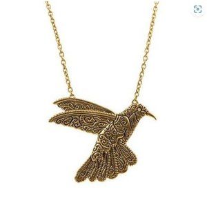 Patricia Nash Antique Gold tone Hummingbird Pendant Necklace